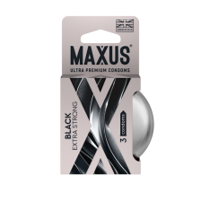 Презервативы MAXUS Extra Strong №3 в железном кейсе, черные, утолщенные, 3 шт