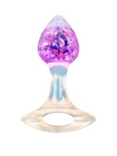 Сиреневая анальная пробка с ручкой - 8,5 см