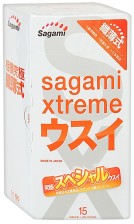 Ультратонкие презервативы Sagami Xtreme Superthin - 15 шт., прозрачный