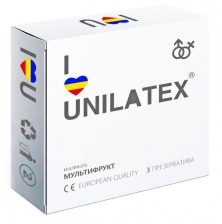 Разноцветные ароматизированные презервативы Unilatex Multifruits - 3 шт., разноцветный