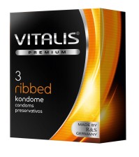 Ребристые презервативы VITALIS PREMIUM ribbed - 3 шт., прозрачный