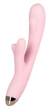 Розовый вибромассажер MERYL со стимулятором клитора - 22,5 см., розовый
