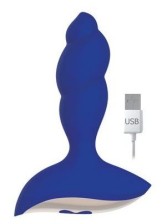Синий спиралевидный вибромассажер - 8,5 см., синий