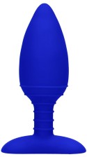 Синяя анальная пробка Glow с вибрацией и подогревом - 12 см., синий