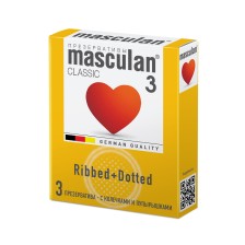 Презервативы Masculan Classic 3 , 3 шт. С колечками и пупырышками (Dotty+Ribbed)