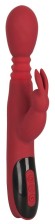 Красный вибромассажер с клиторальным отростком Rabbit Vibrator - 26,5 см., красный