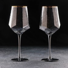 Набор бокалов для вина Magistro «Дарио», 500 мл, 7,3×25 см, 2 шт, цвет графит